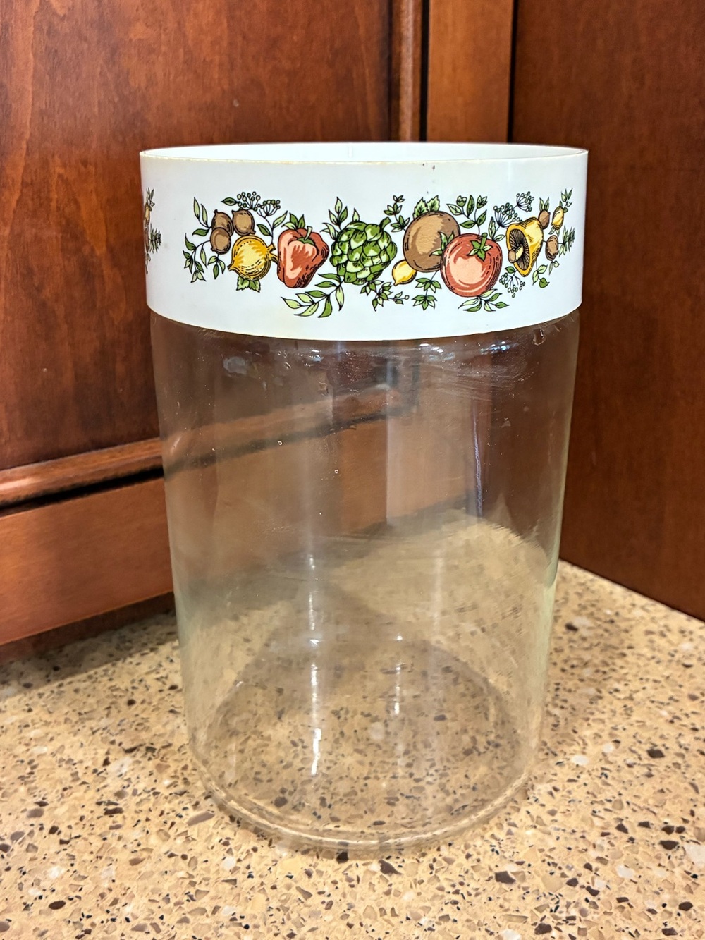 Vintage Pyrex Store N See Glass Canister Spice O’ Life Fruit Lid